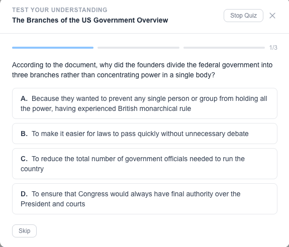 Concept quiz question